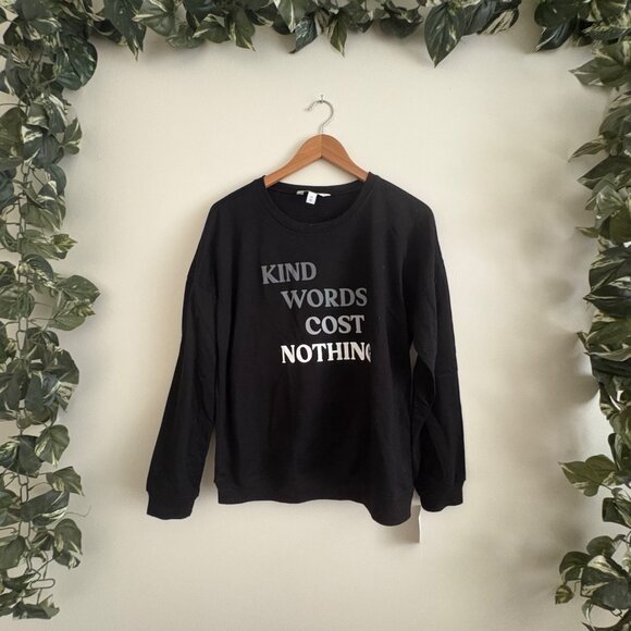 Nine West Long Sleeve Graphic Crewneck Sweater Black NWT Women’s Size M - Picture 1 of 7